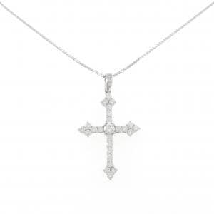 K18WG クロス ダイヤモンド ネックレス 3.88CT