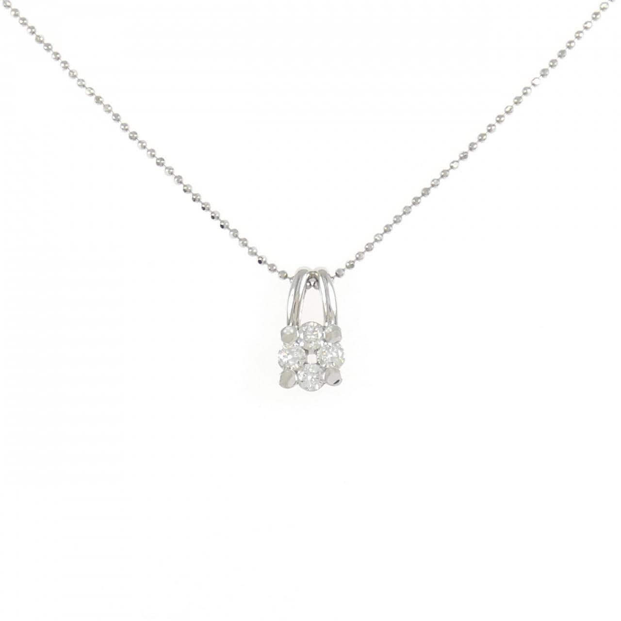 PT900/PT850 フラワー ダイヤモンド ネックレス 0.30CT
