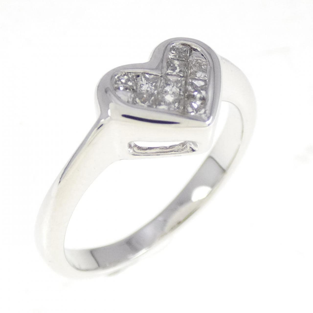 K18WG ハート ダイヤモンド リング 0.16CT