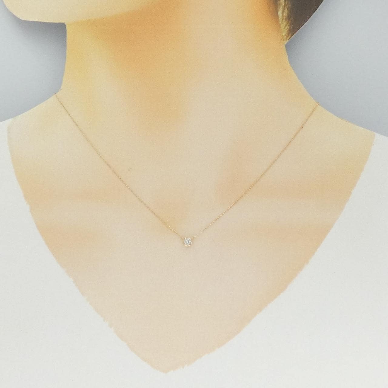 K18PG ソリティア ダイヤモンド ネックレス 0.15CT