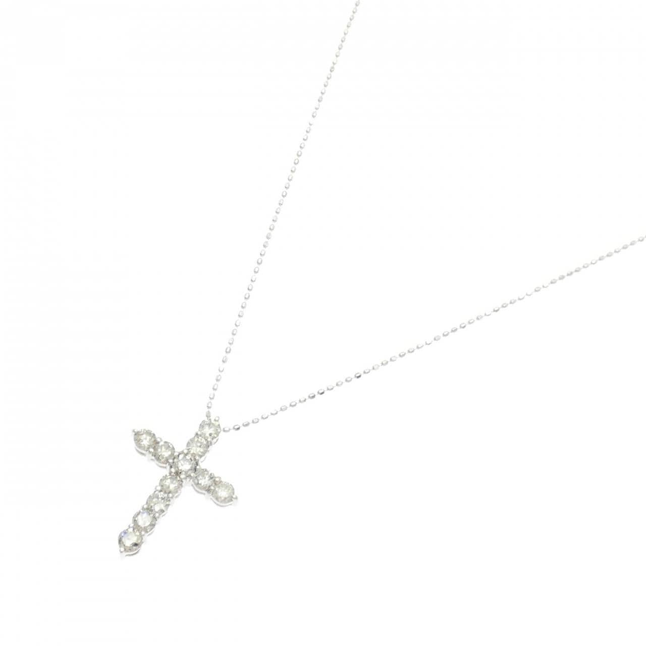 K18WG クロス ダイヤモンド ネックレス 1.00CT