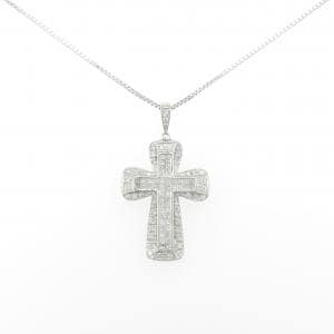 K18WG クロス ダイヤモンド ネックレス 1.00CT