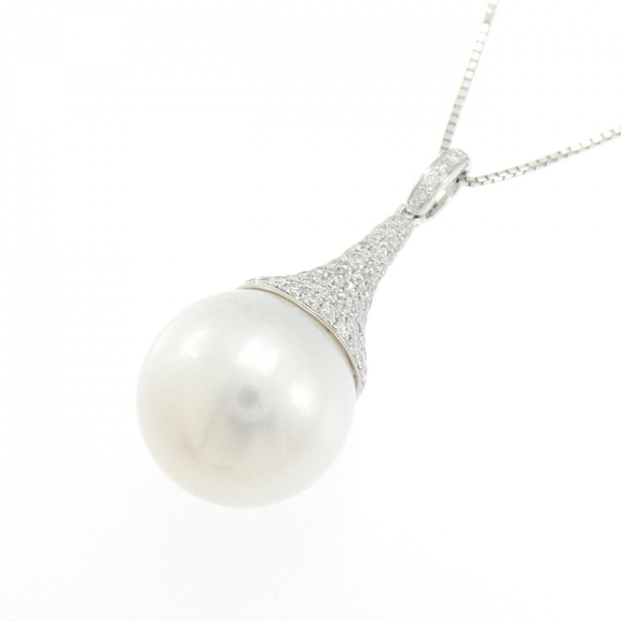 K18WG 白蝶パール ネックレス 13.0mm