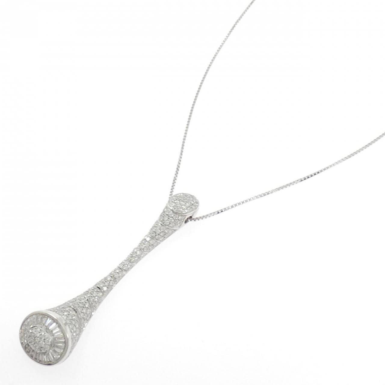 750WG/K18WG パヴェ ダイヤモンド ネックレス 3.20CT