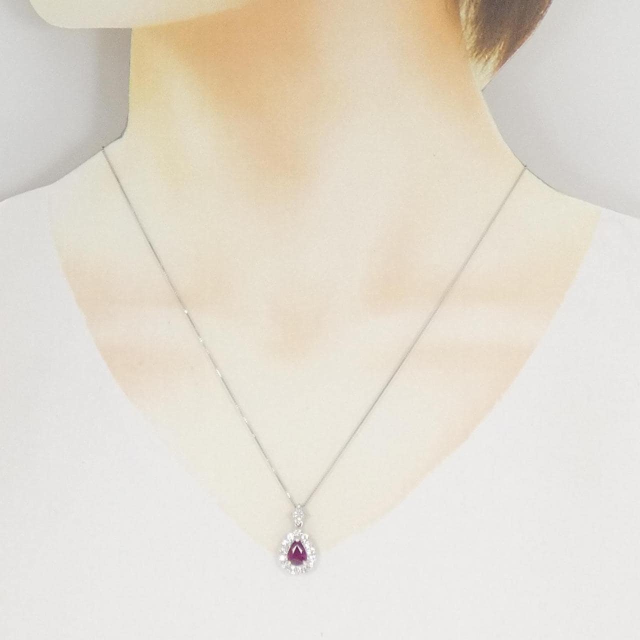 PT900/PT850 ルビー ネックレス 1.100CT