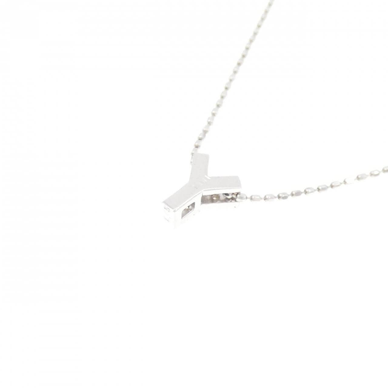 K18WG イニシャルY ダイヤモンド ネックレス 0.05CT