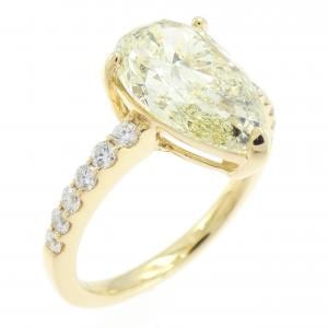 【リメイク】K18YG ダイヤモンド リング 3.003CT LY SI2 ペアシェイプ