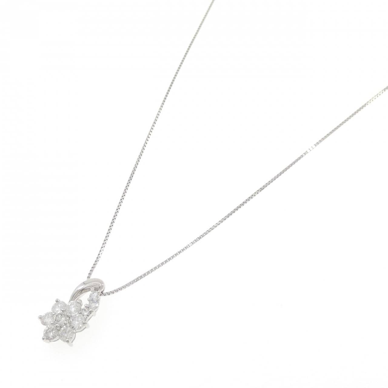 PT900/PT850 フラワー ダイヤモンド ネックレス 1.00CT