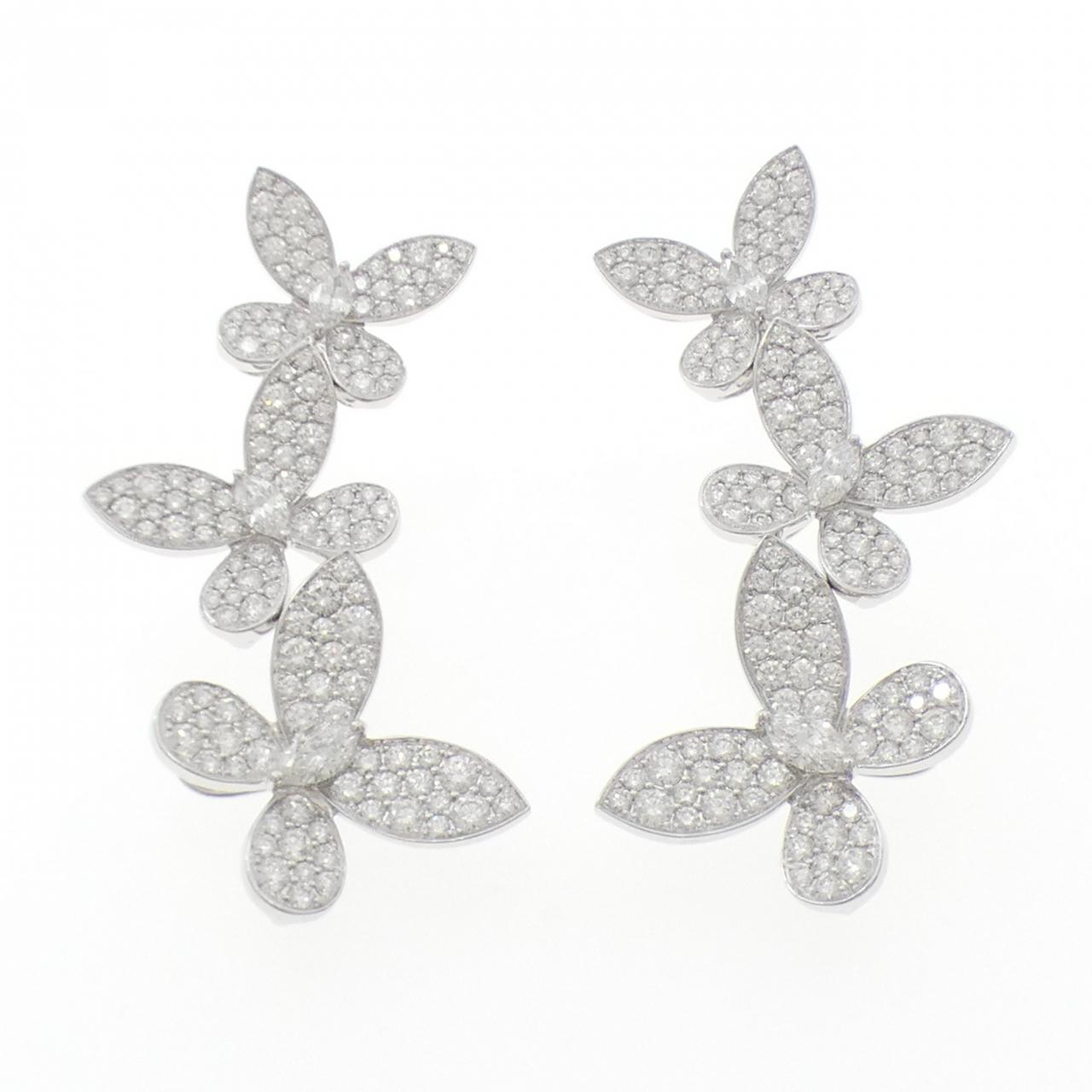 グラフ トリプル パヴェ バタフライ ドロップ ピアス