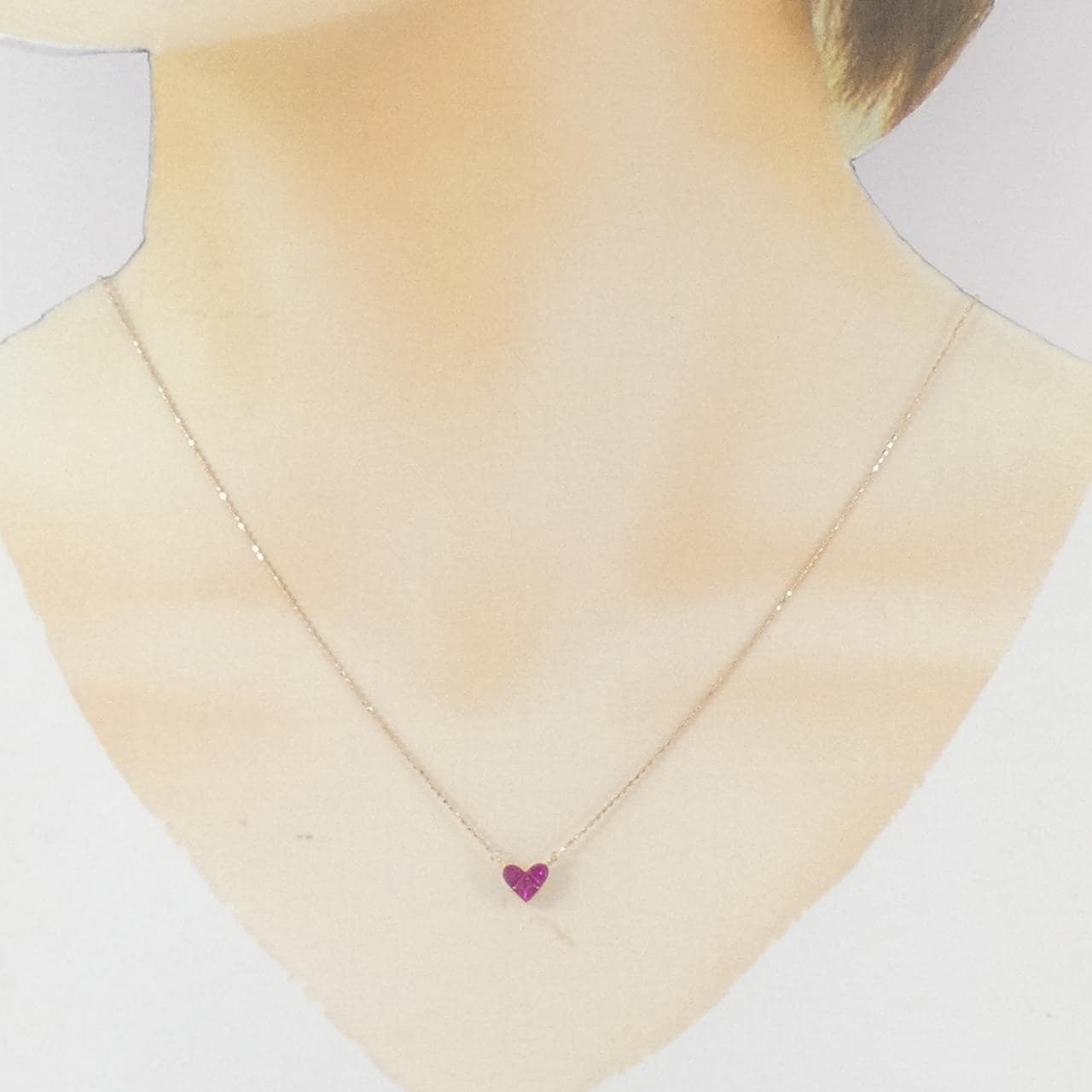 K14PG Heart Ruby Necklace 0.60CT