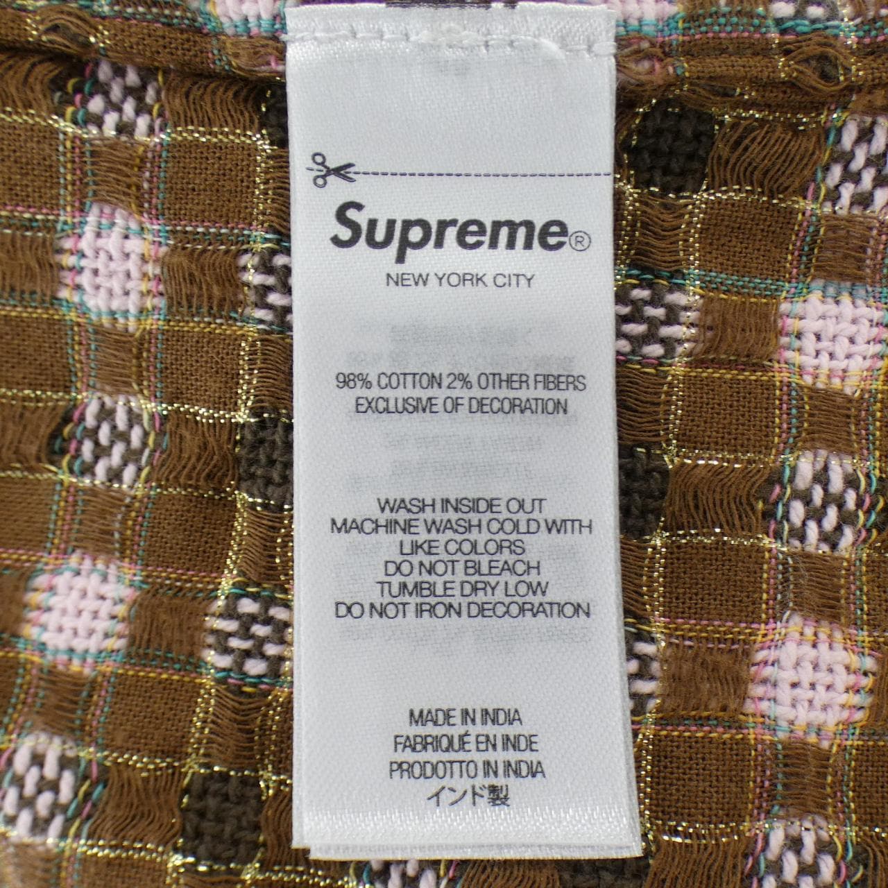 シュプリーム SUPREME Metallic Plaid Zip Up Shi シャツ