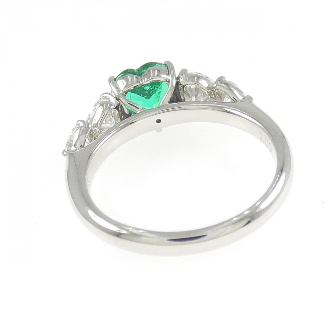 PT900 ハート エメラルド リング 1.00CT