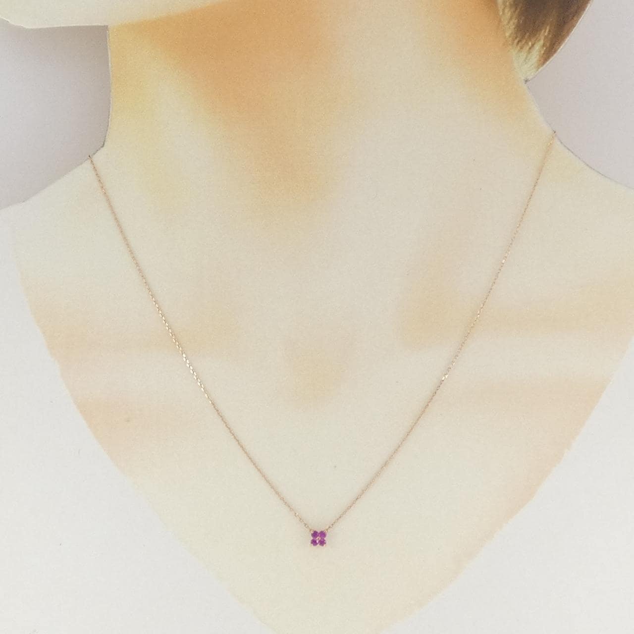 K10PG フラワー ルビー ネックレス 0.10CT