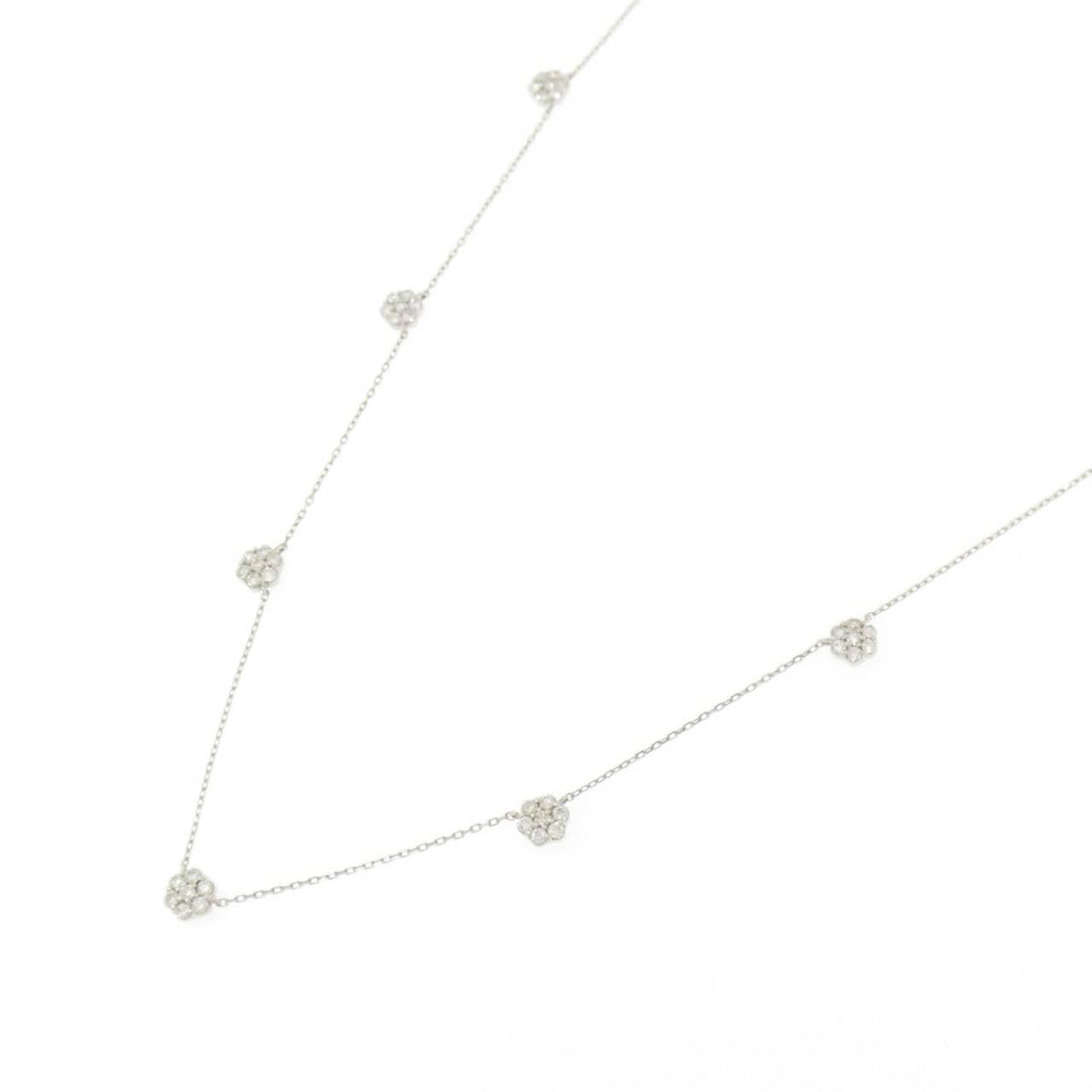 PT850 フラワー ダイヤモンド ネックレス 1.00CT