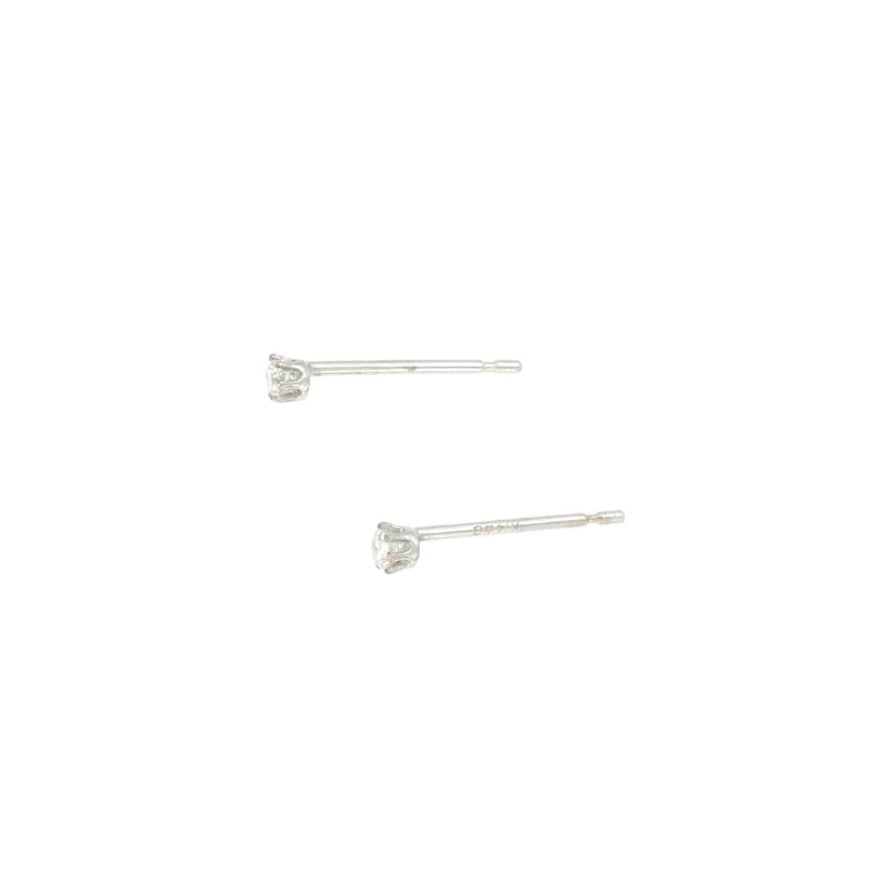 K14WG ソリティア ダイヤモンド ピアス 0.04CT