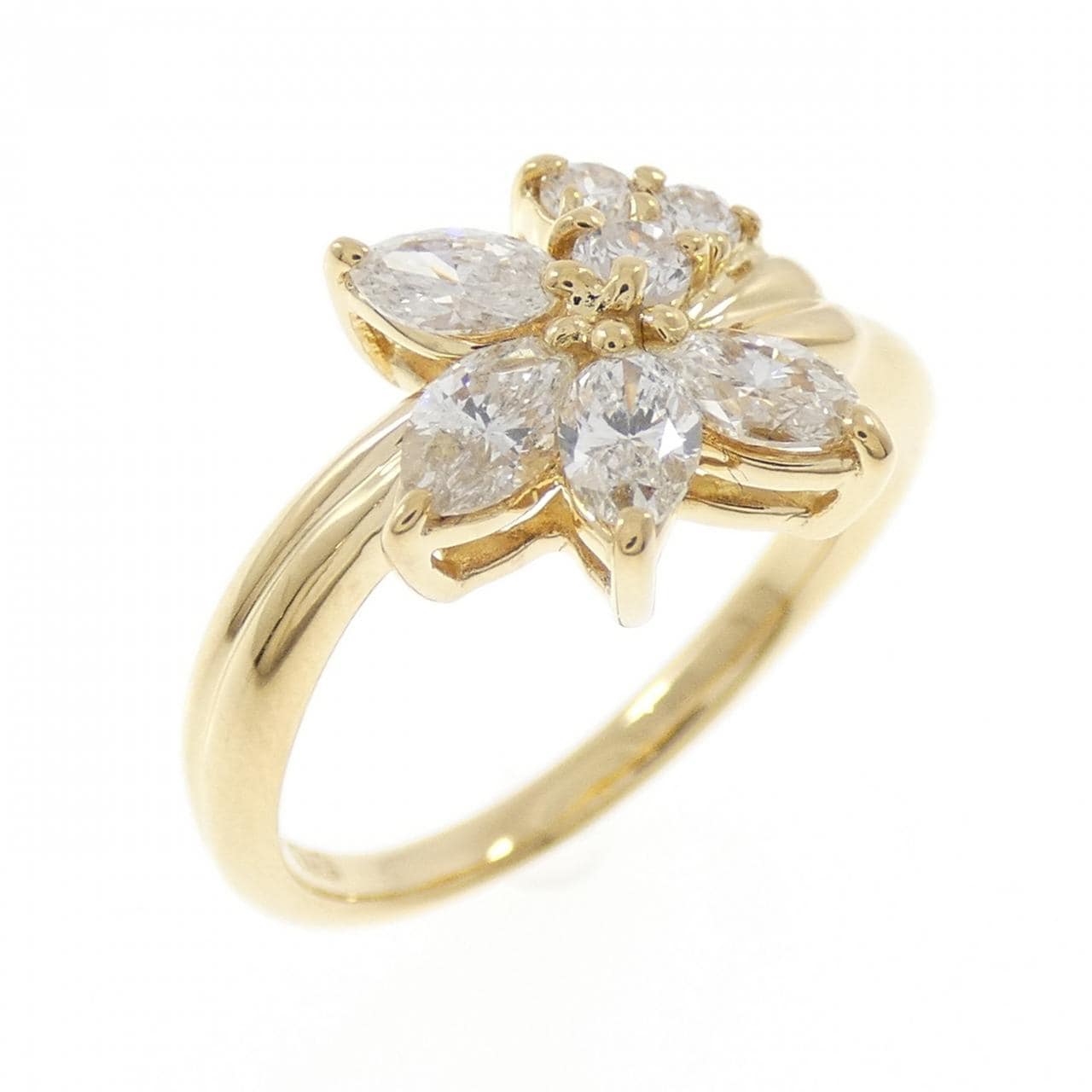 K18YG フラワー ダイヤモンド リング 0.72CT