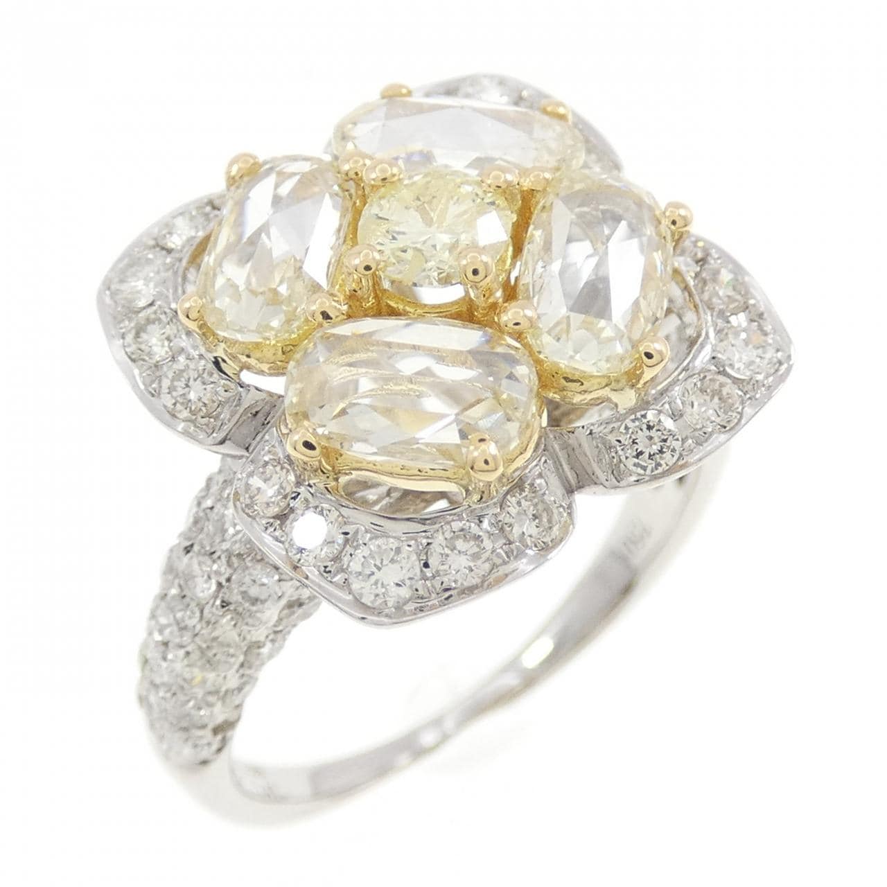 750WG/750YG フラワー ダイヤモンド リング 1.41CT