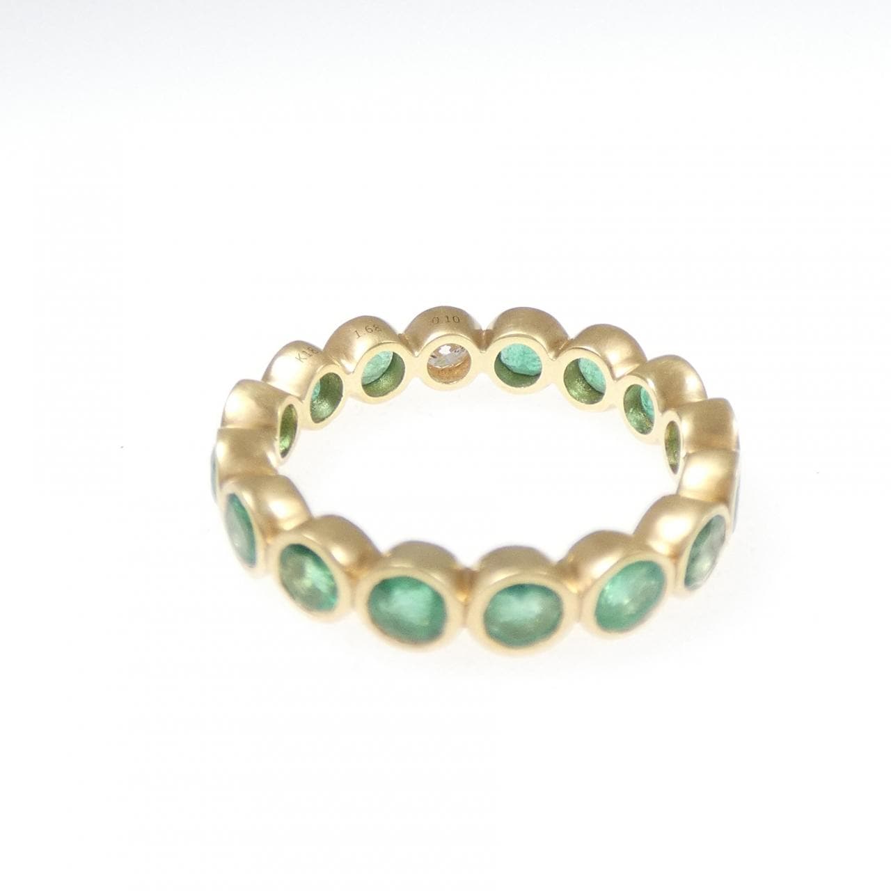 【新品】K18YG フルエタニティ エメラルド リング 1.68CT