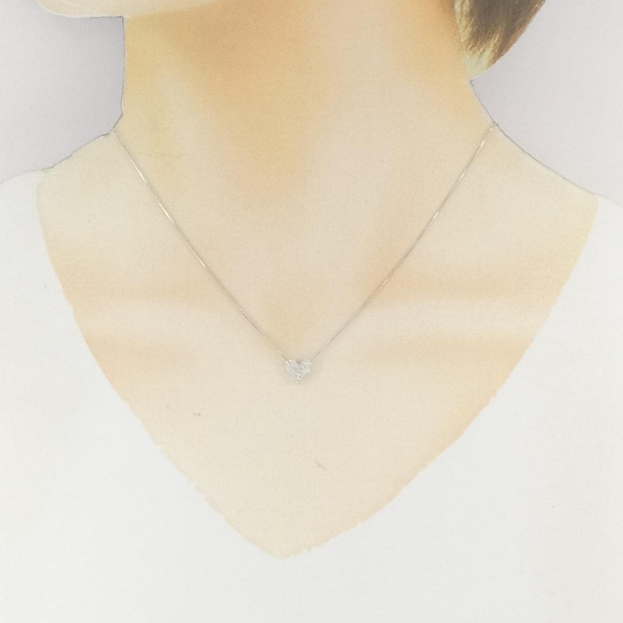 K18WG/K10WG ハート ダイヤモンド ネックレス 0.15CT