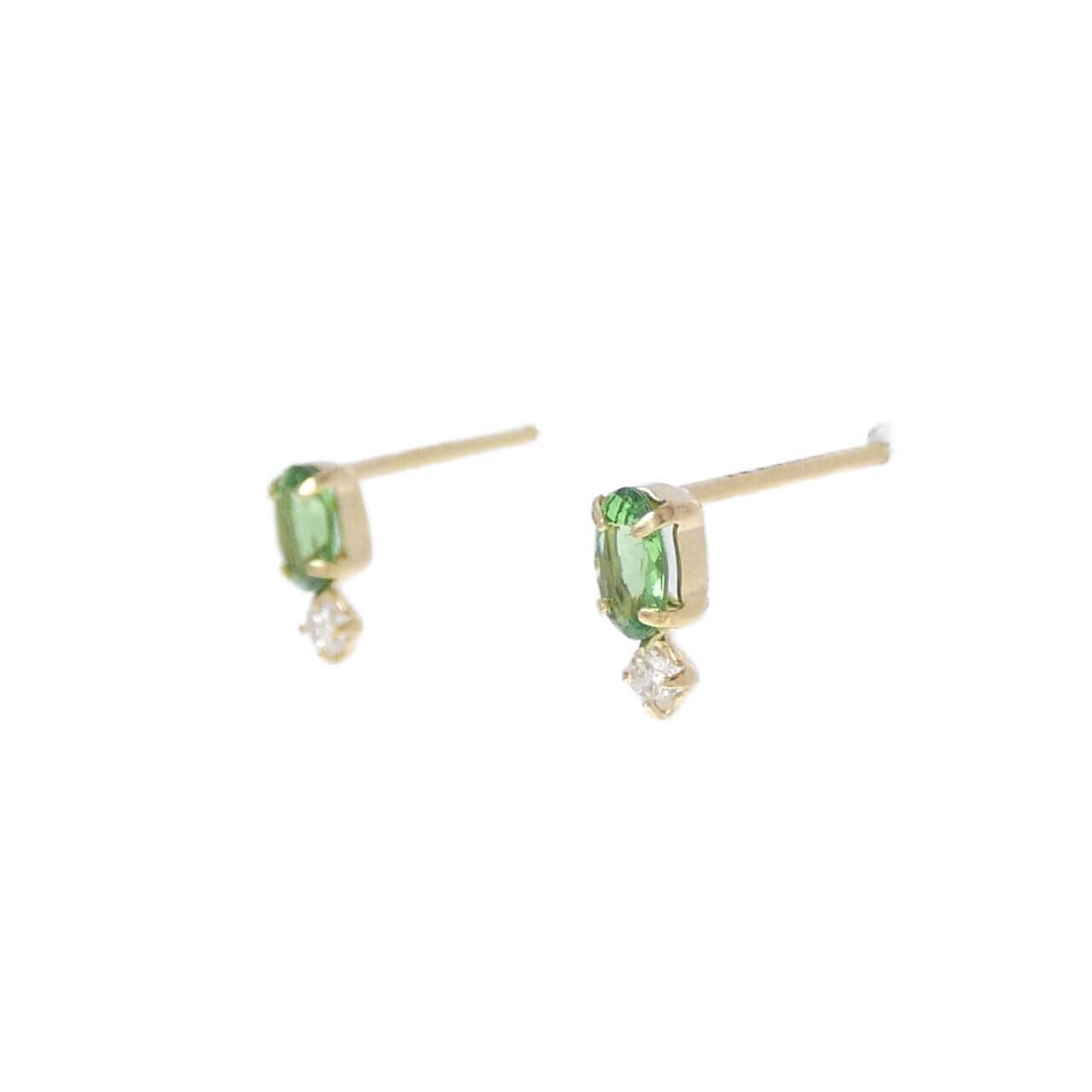 K18YG グリーンガーネット ピアス 0.36CT