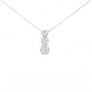 K18WG フラワー ダイヤモンド ネックレス 1.00CT