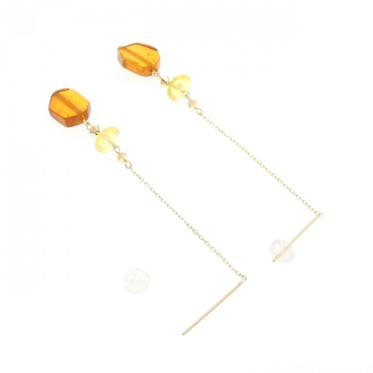 【新品】K18YG 琥珀 ピアス