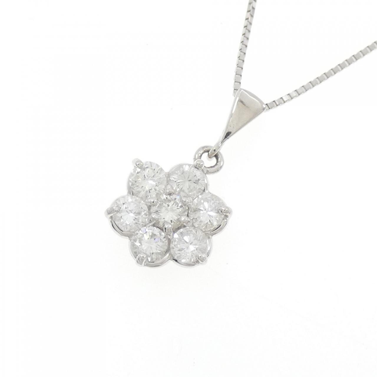 PT900/PT850 フラワー ダイヤモンド ネックレス 0.78CT