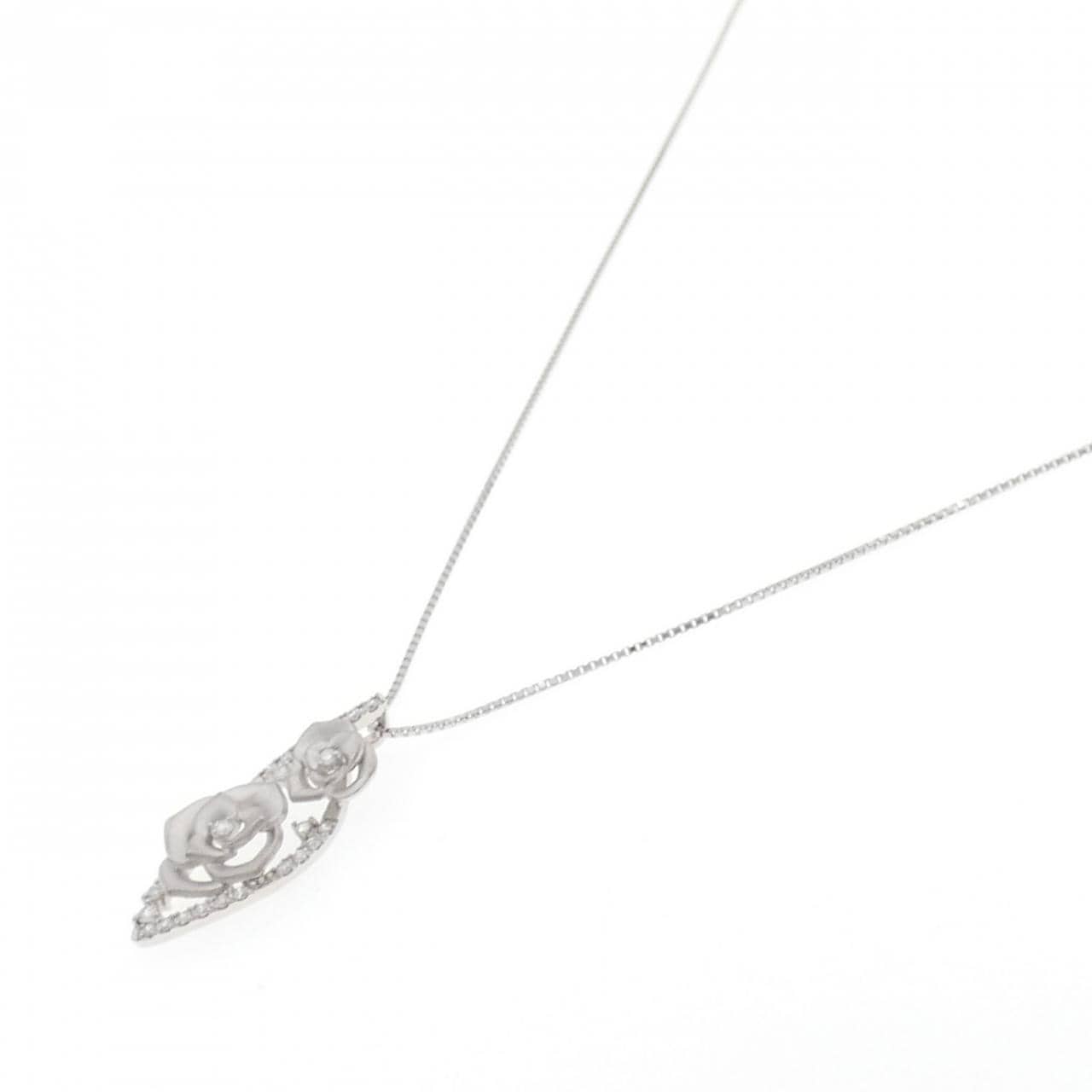 PT900/PT850 ローズ ダイヤモンド ネックレス 0.22CT