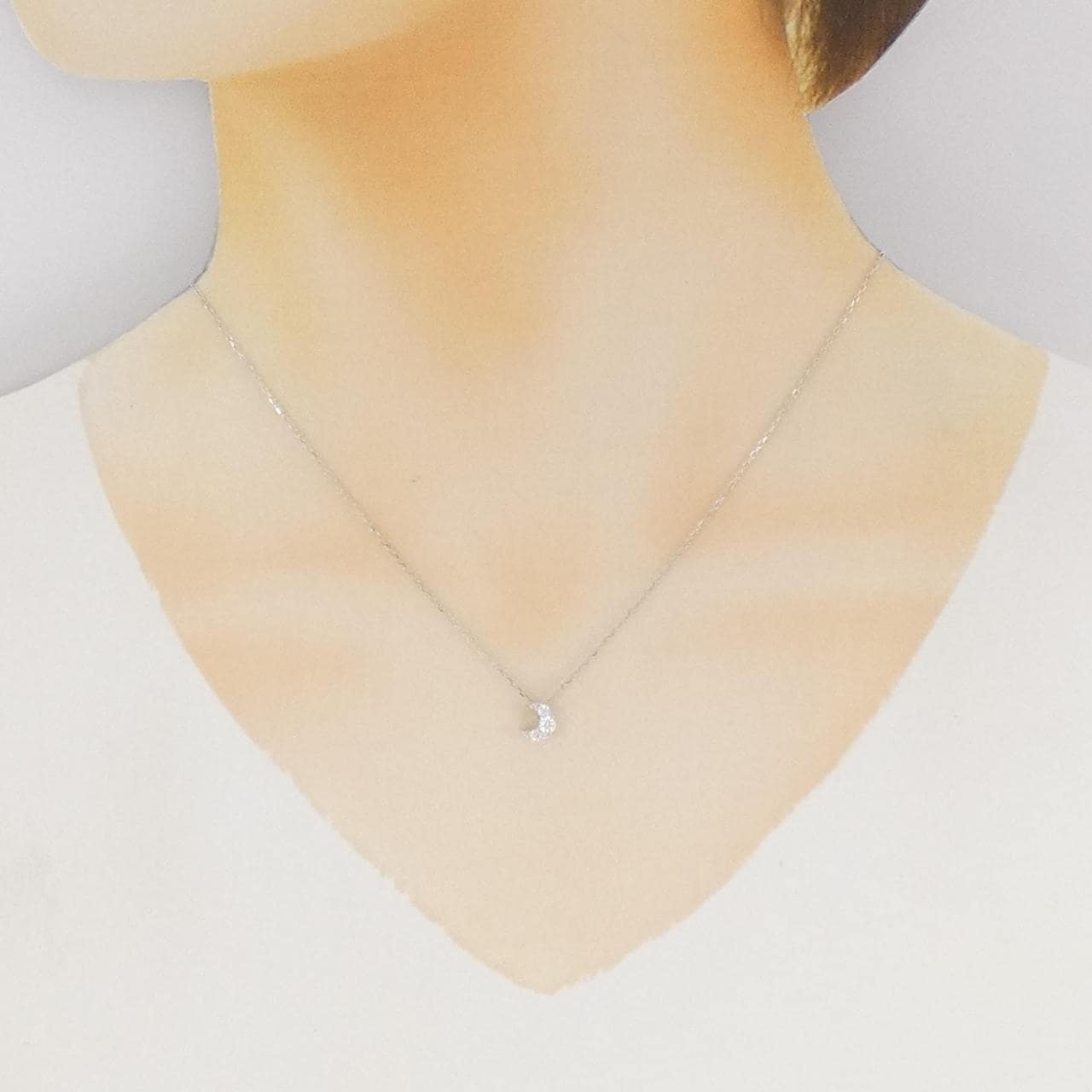 K18WG ムーン ダイヤモンド ネックレス 0.16CT