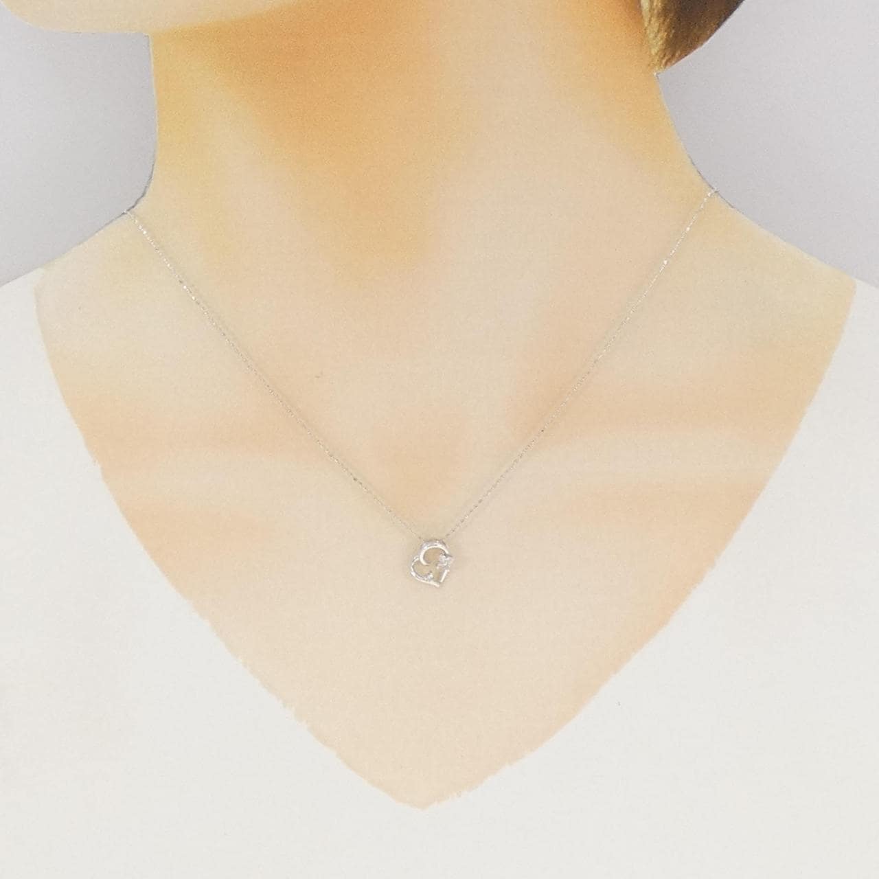 K18WG ハート ダイヤモンド ネックレス 0.05CT