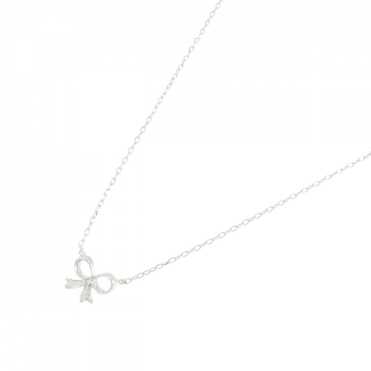 K14WG リボン ダイヤモンド ネックレス 0.01CT