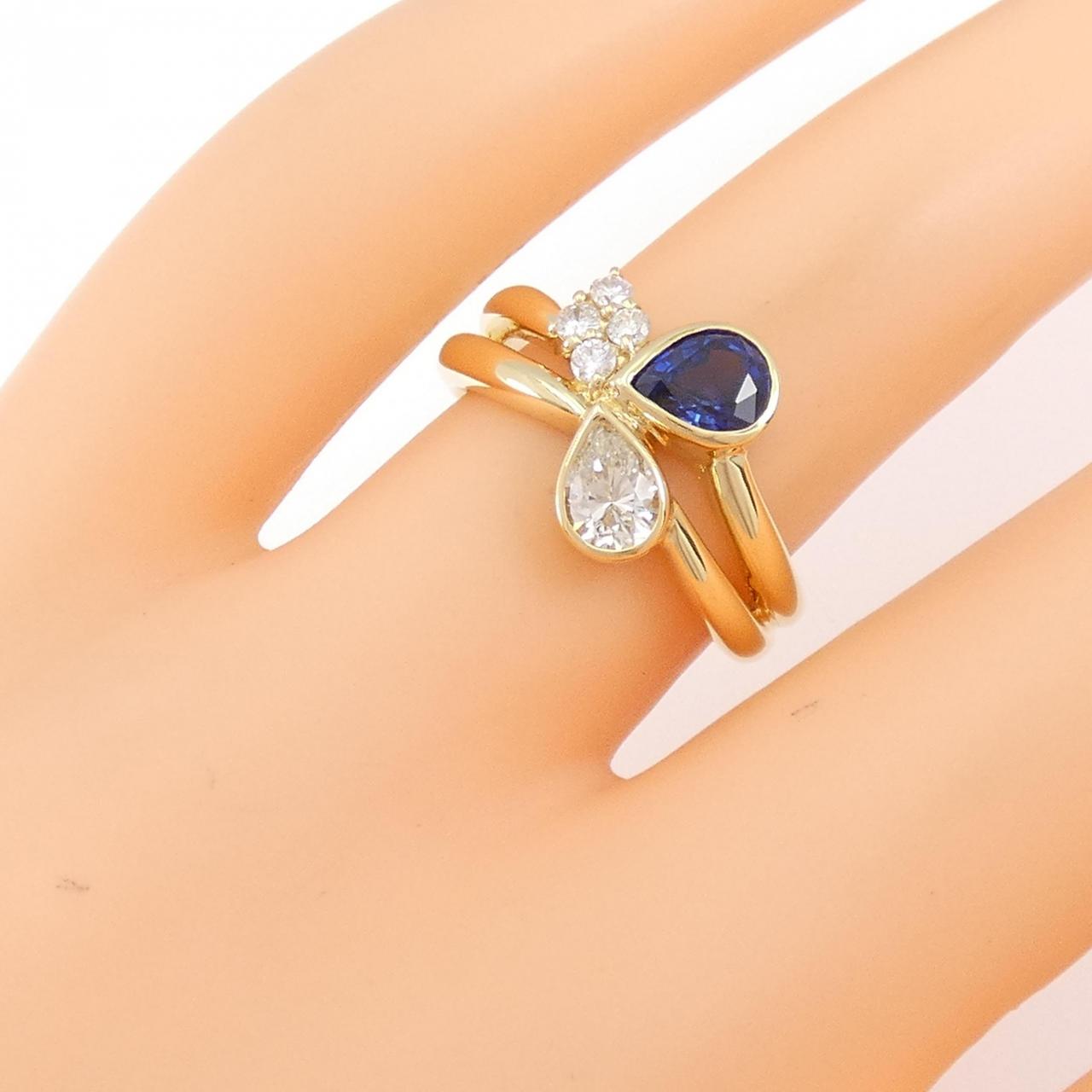 K18YG Sapphire Ring 0.65CT