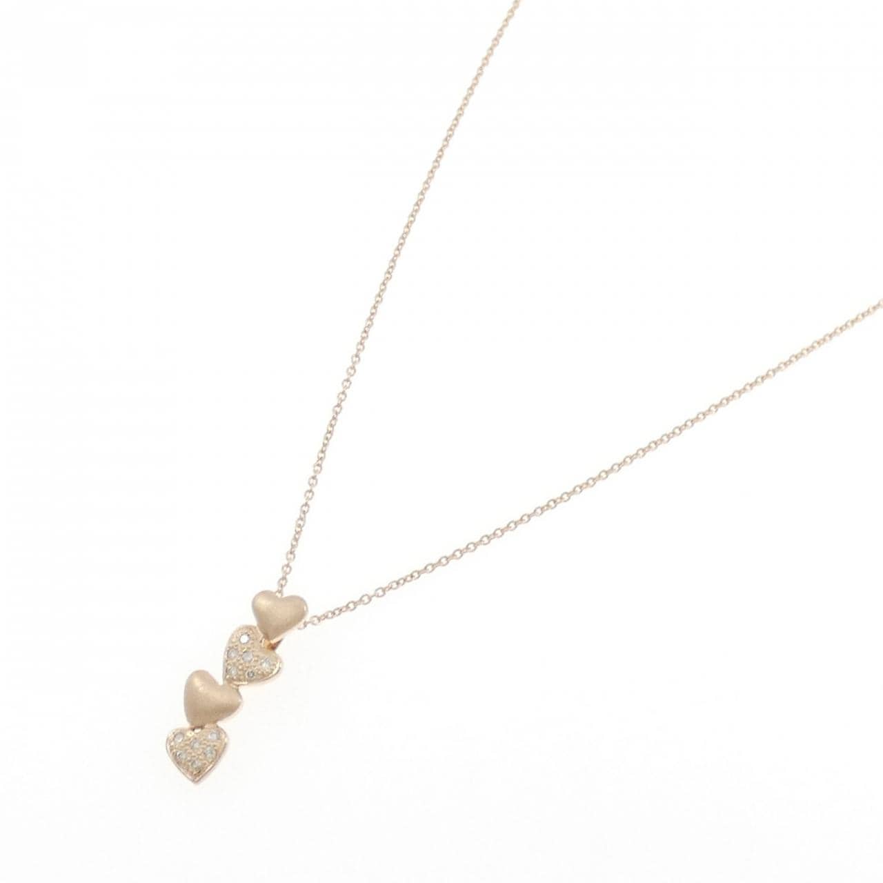 K18PG ハート ダイヤモンド ネックレス 0.10CT