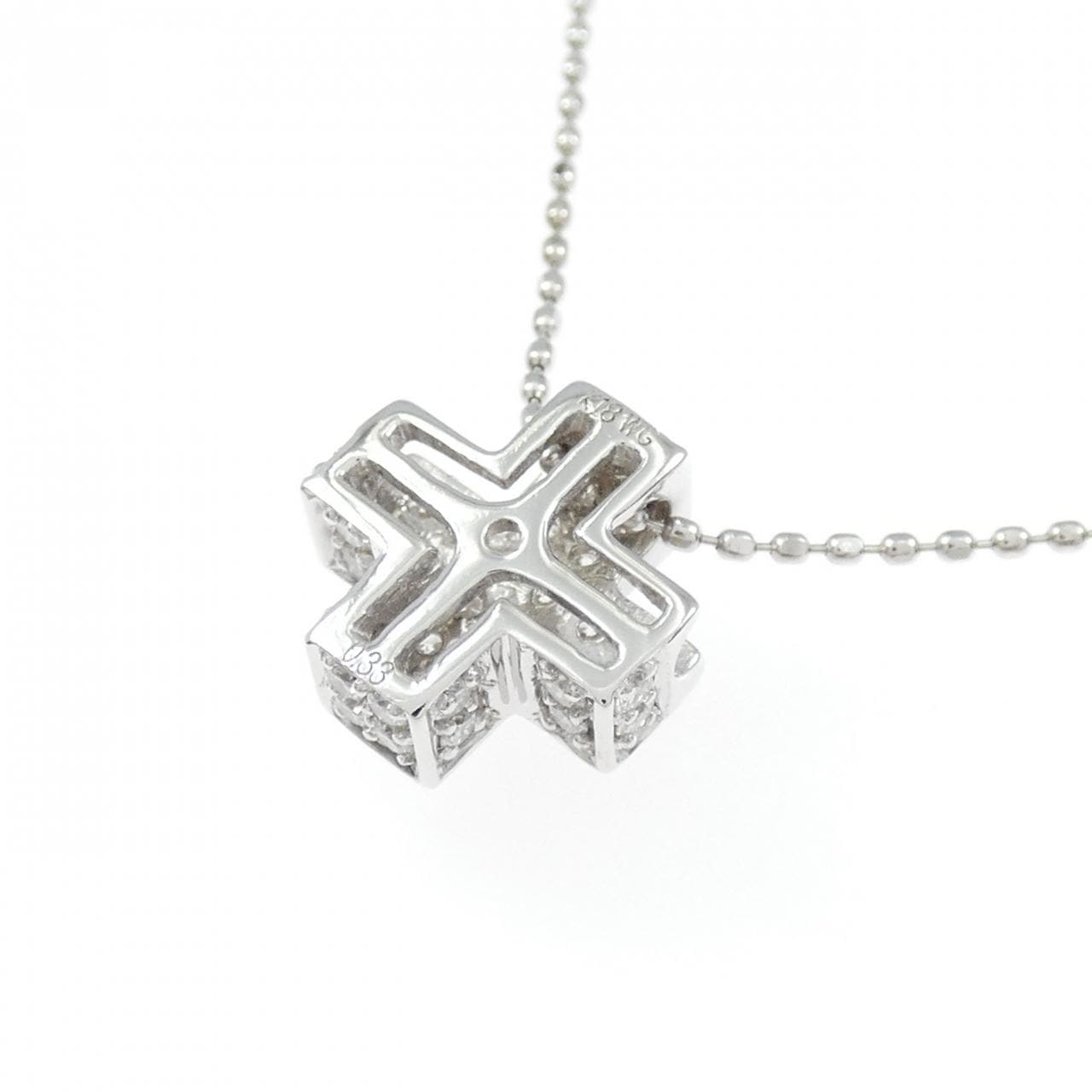 K18WG クロス ダイヤモンド ネックレス 0.33CT