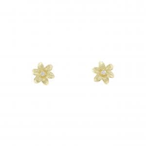 K18YG フラワー ダイヤモンド ピアス 0.02CT