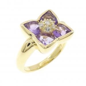 K18YG フラワー アメジスト リング