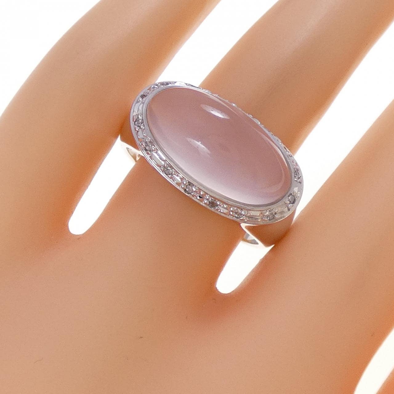 K18WG ローズクオーツ リング