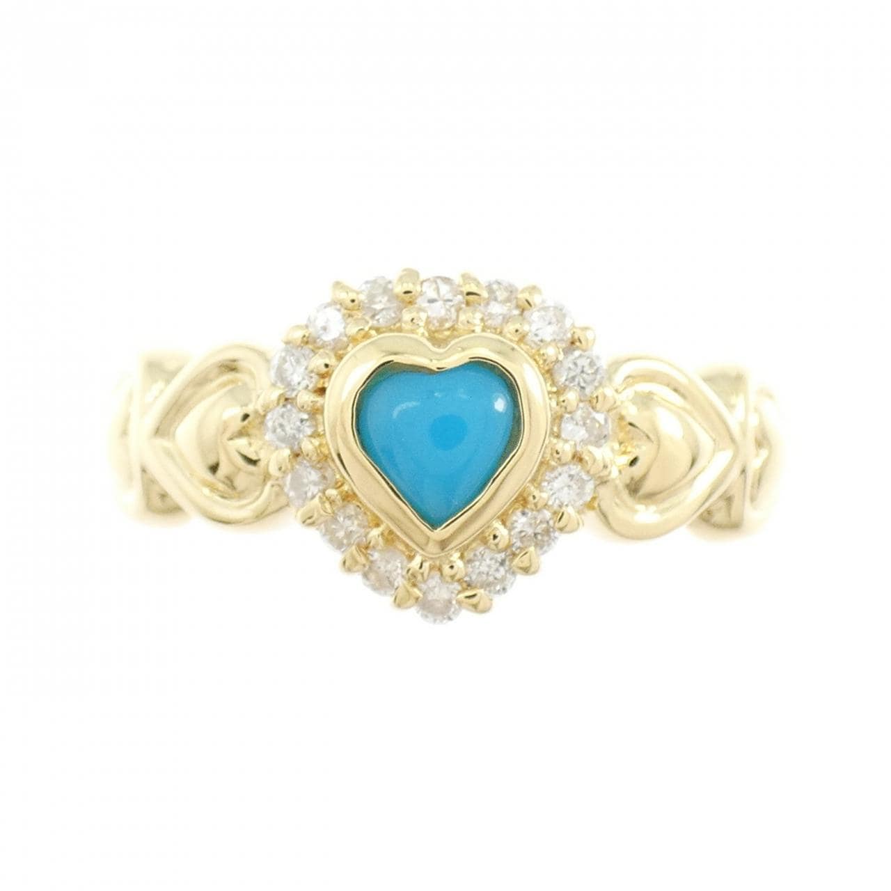 K18YG ハート ターコイズ リング
