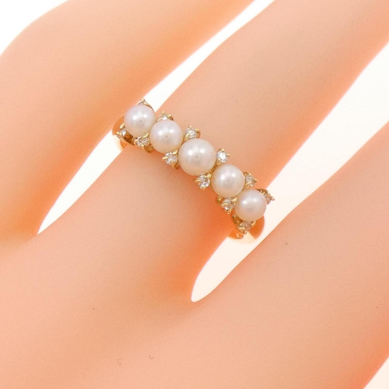 K18YG freshwater pearl ring