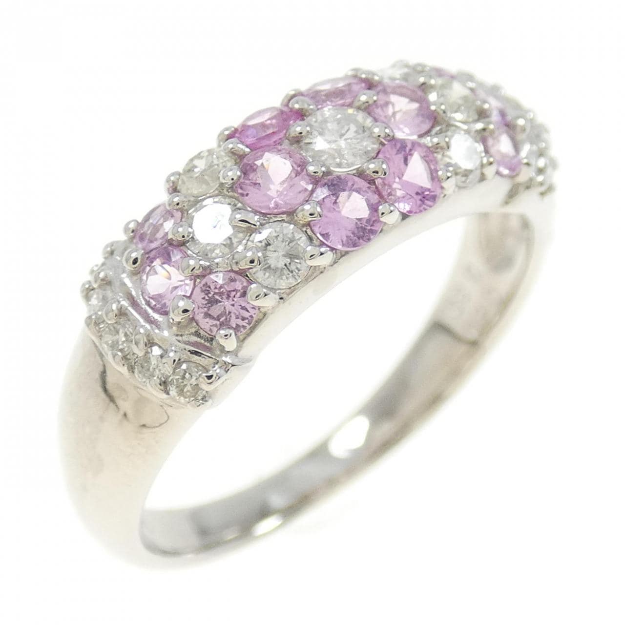 K18WG フラワー サファイヤ リング 0.50CT