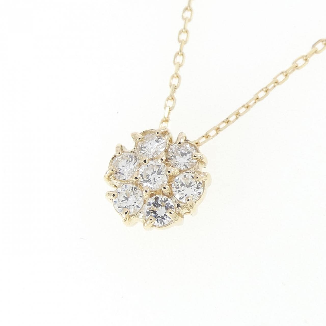 【リメイク】K10YG フラワー ダイヤモンド ネックレス 0.20CT