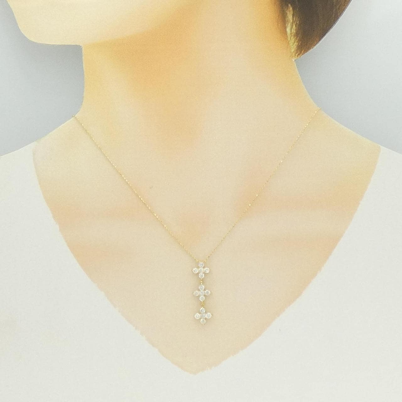 K18YG フラワー ダイヤモンド ネックレス 1.00CT