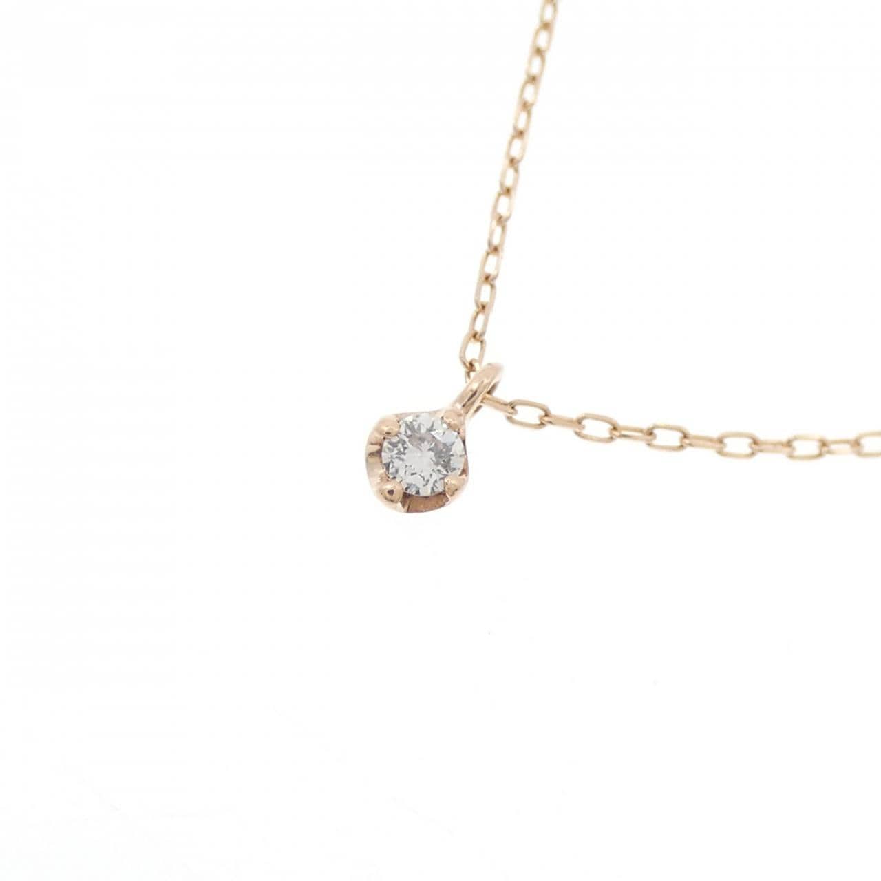 K10PG ソリティア ダイヤモンド ネックレス 0.03CT