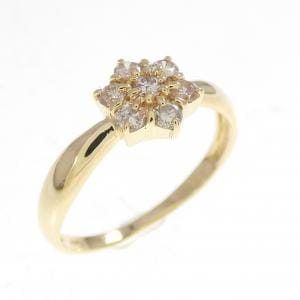 K18YG フラワー ダイヤモンド リング 0.23CT