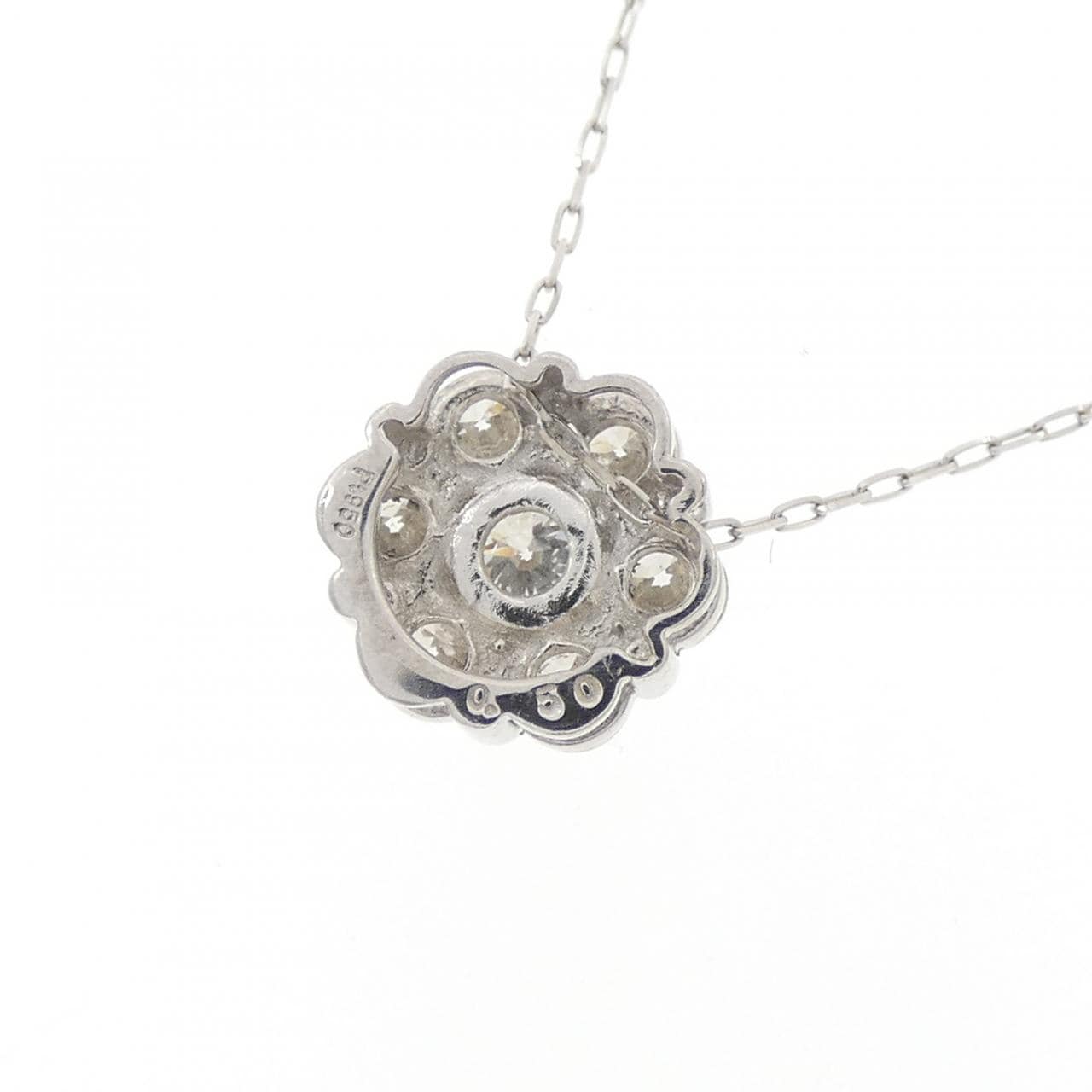 PT950/PT850 フラワー ダイヤモンド ネックレス 0.50CT