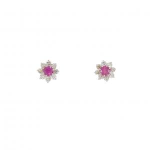 【新品】PT900 ルビー ピアス 0.16CT