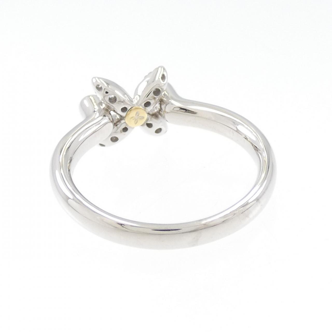 K18WG /K18YG フラワー ダイヤモンド リング 0.18CT