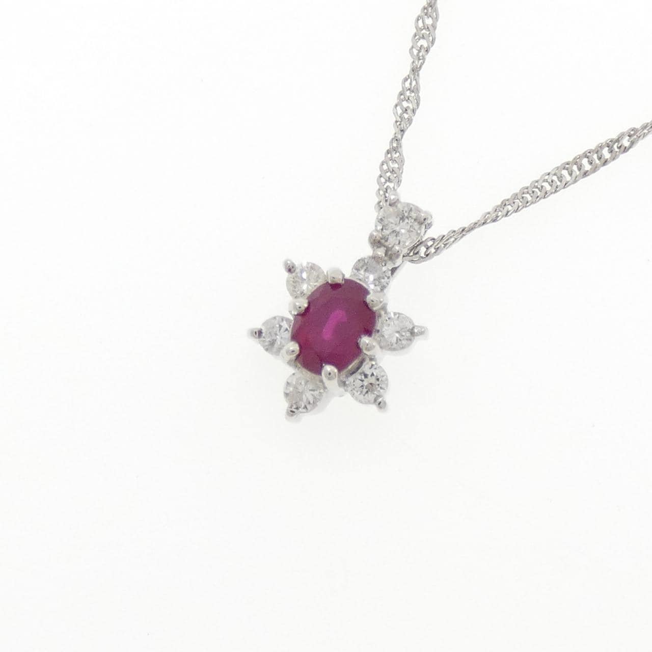 PT900/PT850 ルビー ネックレス 0.46CT