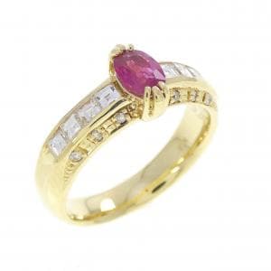 K18YG ルビー リング 0.46CT
