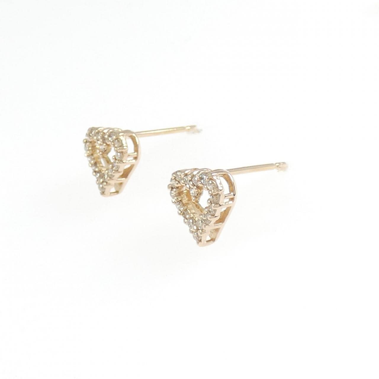 K18PG ハート ダイヤモンド ピアス 0.20CT